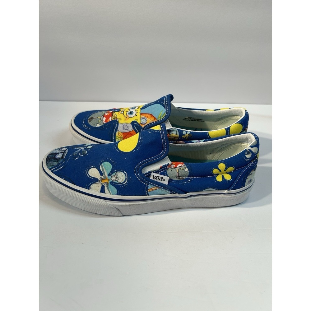 Vans SpongeBob SquarePants Slip On Shoes Men 7.5 Women 9 Blue Nickelodeon - Picture 3 of 8